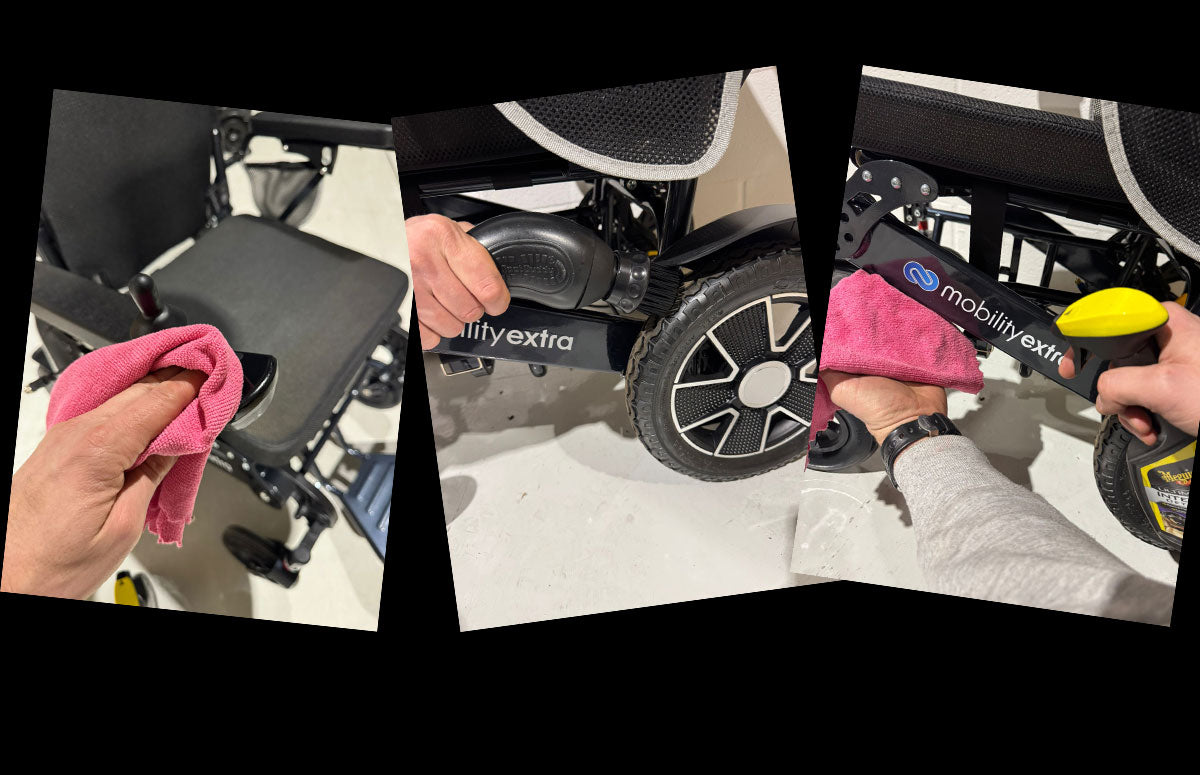 Step-by-step cleaning guide for an electric wheelchair
