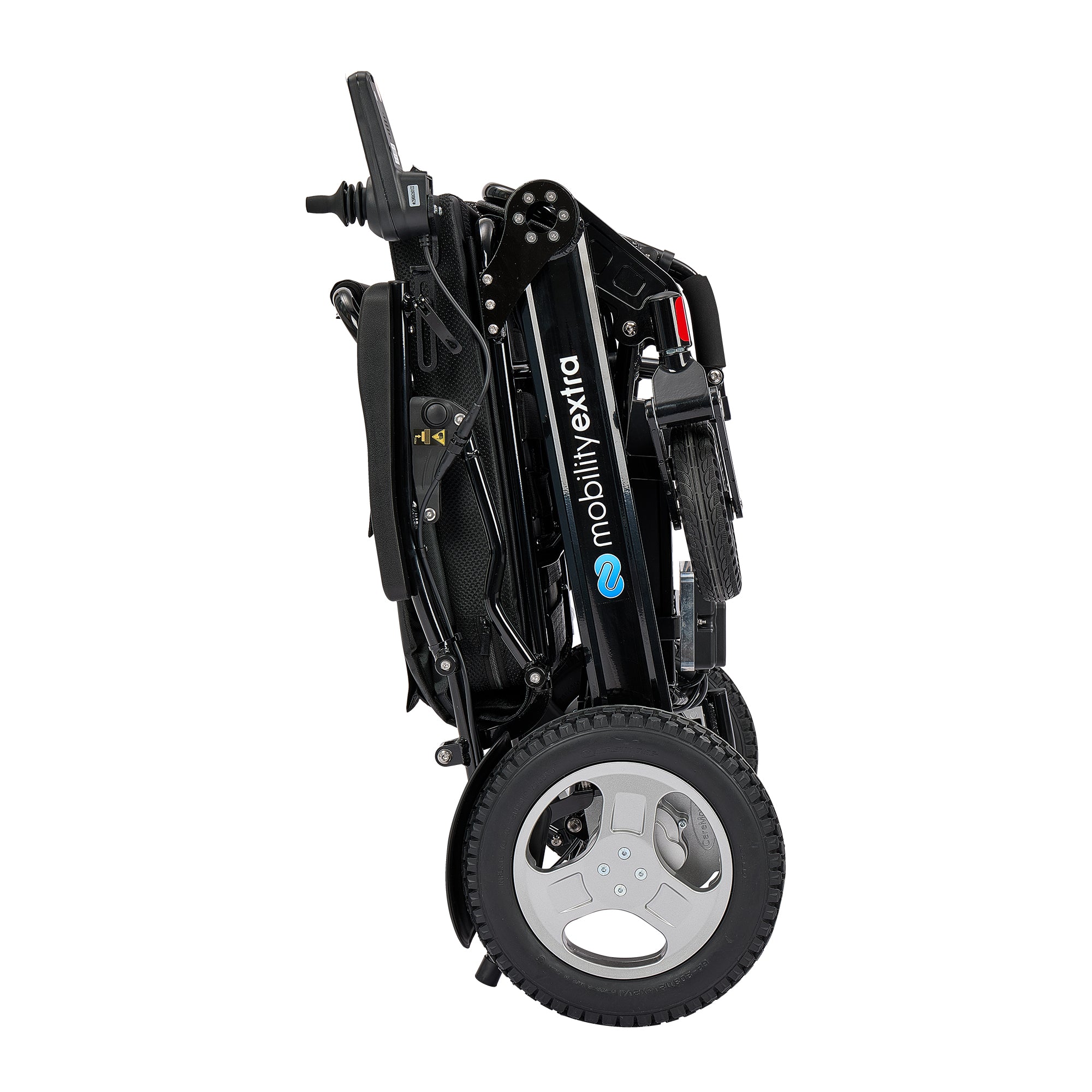 Black mobility scooter on a white background