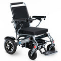A black Mobility electric wheelchair with a lightweight aluminum frame, flip-up armrests, and a reclining seat.
